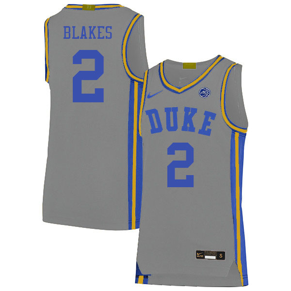Duke Blue Devils #2 Jaylen Blakes College Basketball Jerseys Sale-Gray
